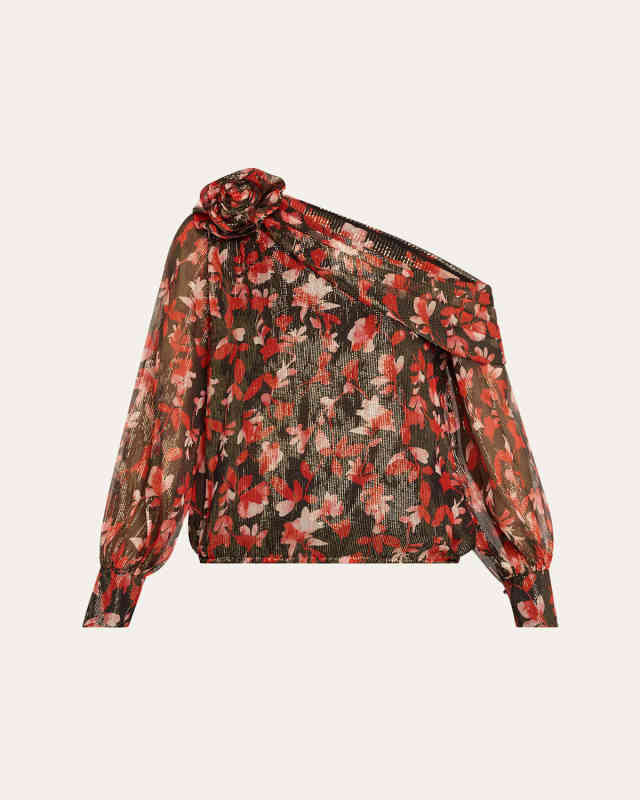 Maylien Floral Asymmetric Blous